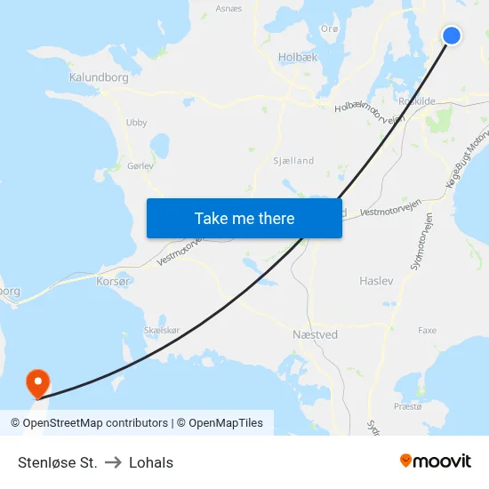Stenløse St. to Lohals map