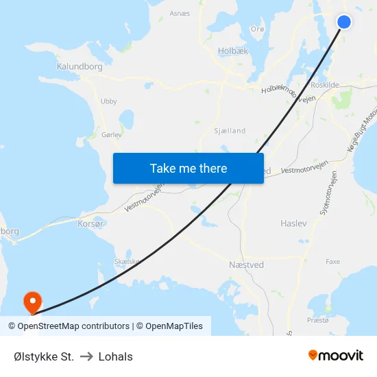 Ølstykke St. to Lohals map