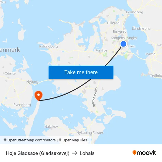 Høje Gladsaxe (Gladsaxevej) to Lohals map