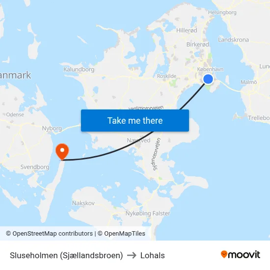 Sluseholmen (Sjællandsbroen) to Lohals map
