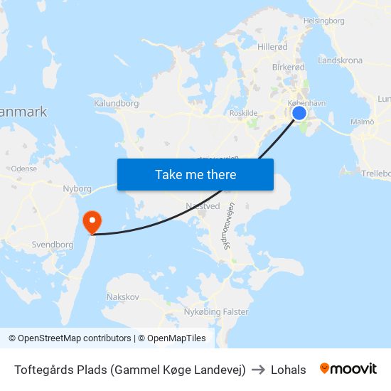 Toftegårds Plads (Gammel Køge Landevej) to Lohals map