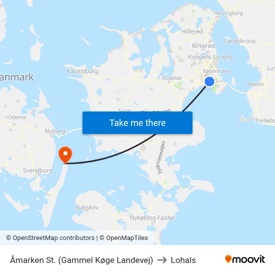 Åmarken St. (Gammel Køge Landevej) to Lohals map