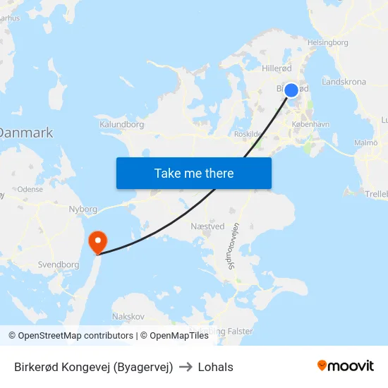 Birkerød Kongevej (Byagervej) to Lohals map