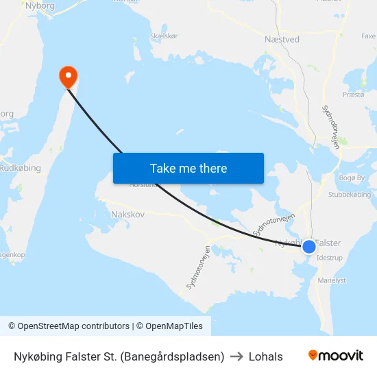 Nykøbing Falster St. (Banegårdspladsen) to Lohals map