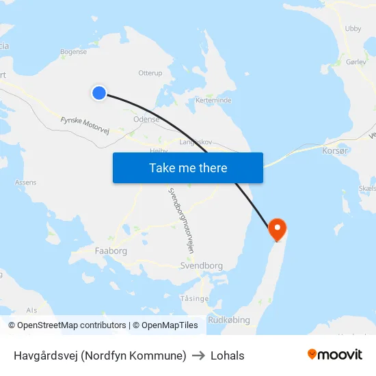 Havgårdsvej (Nordfyn Kommune) to Lohals map
