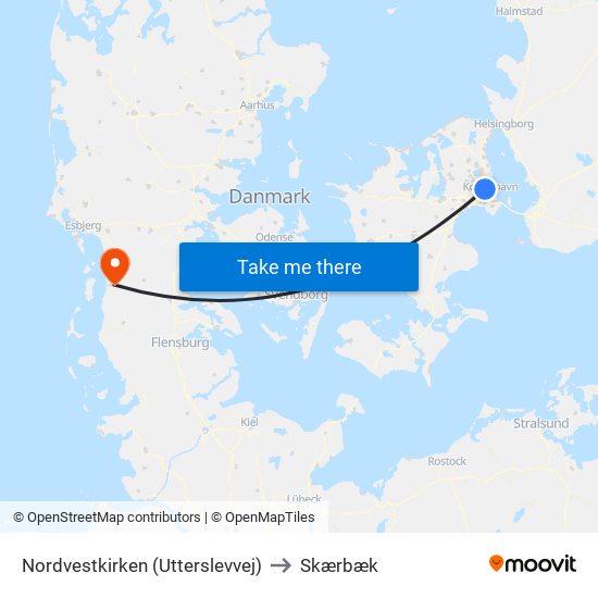 Nordvestkirken (Utterslevvej) to Skærbæk map