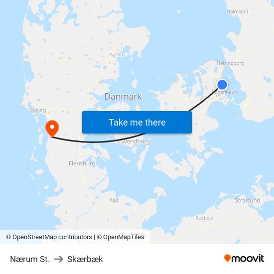 Nærum St. to Skærbæk map