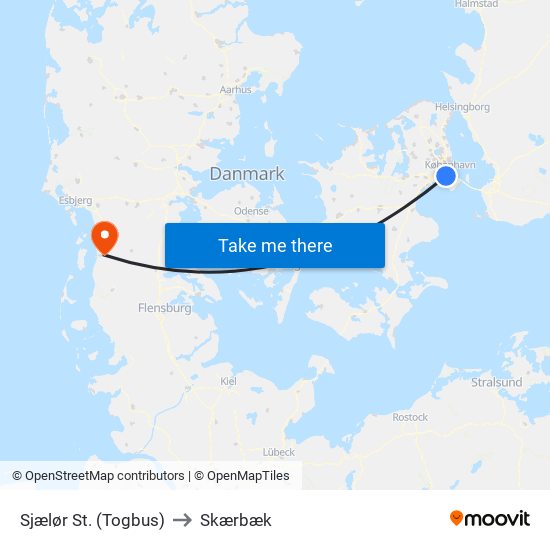 Sjælør St. (Togbus) to Skærbæk map