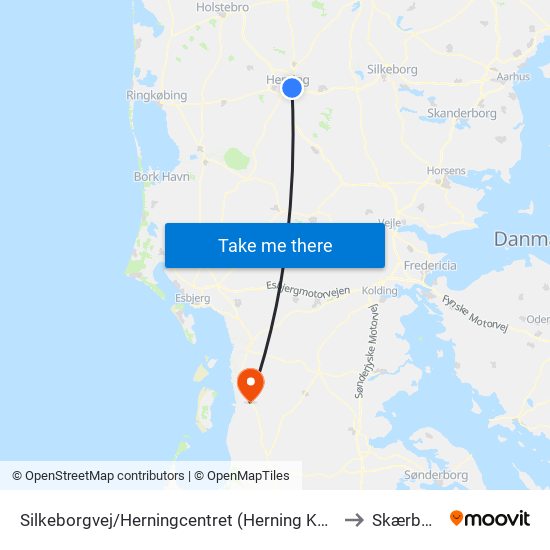 Silkeborgvej/Herningcentret (Herning Kom) to Skærbæk map