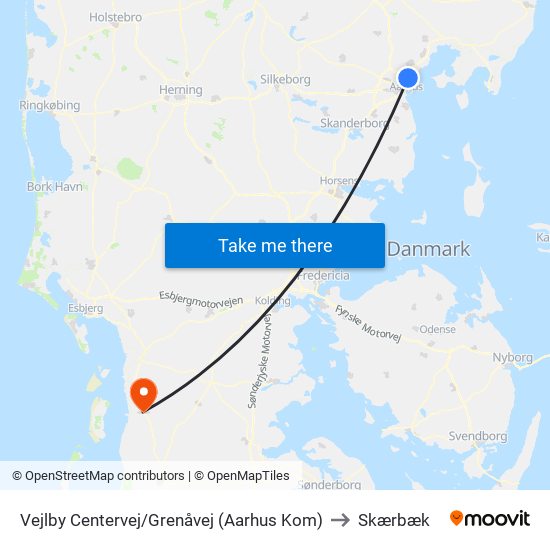 Vejlby Centervej/Grenåvej (Aarhus Kom) to Skærbæk map