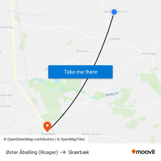 Øster Åbølling (Roager) to Skærbæk map