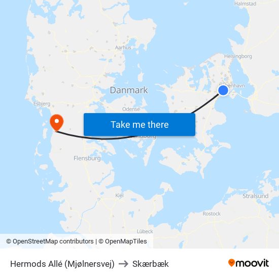 Hermods Allé (Mjølnersvej) to Skærbæk map