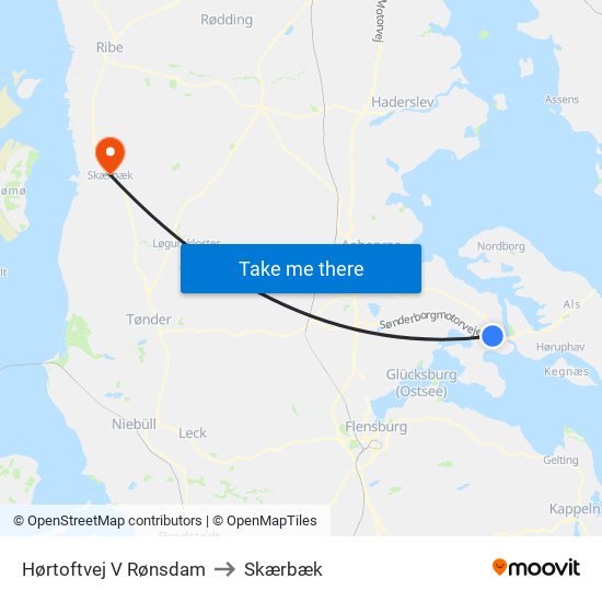 Hørtoftvej V Rønsdam to Skærbæk map