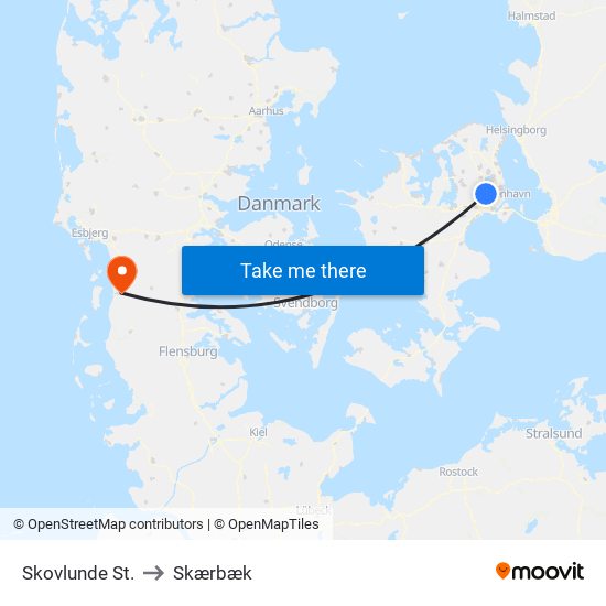 Skovlunde St. to Skærbæk map