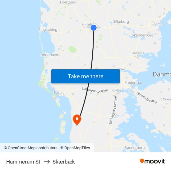 Hammerum St. to Skærbæk map