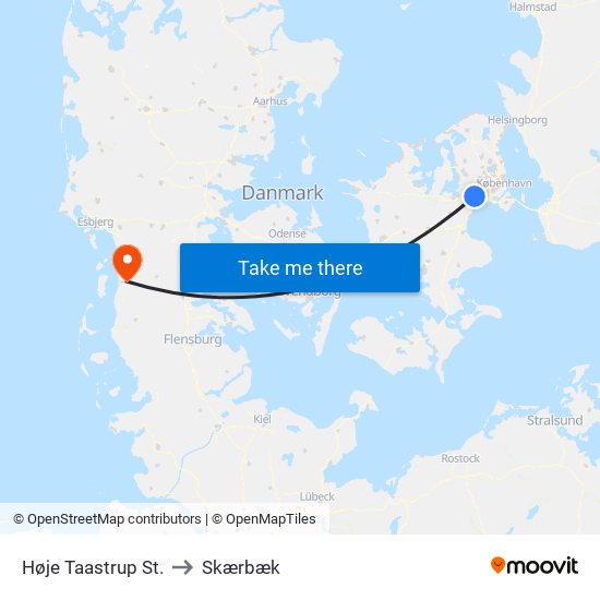 Høje Taastrup St. to Skærbæk map