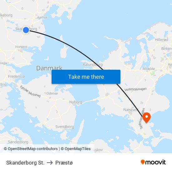 Skanderborg St. to Præstø map