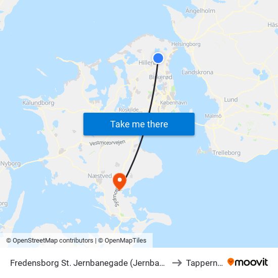 Fredensborg St. Jernbanegade (Jernbanegade) to Tappernøje map