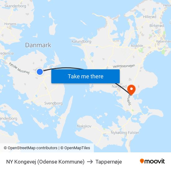 NY Kongevej (Odense Kommune) to Tappernøje map