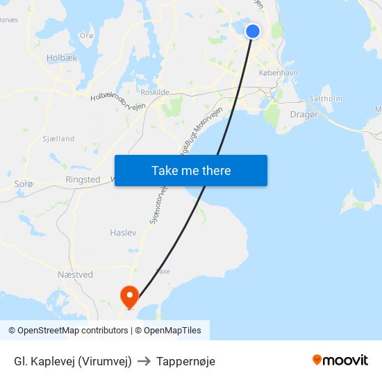 Gl. Kaplevej (Virumvej) to Tappernøje map