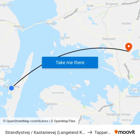 Strandlystvej / Kastanievej (Langeland Kommune) to Tappernøje map