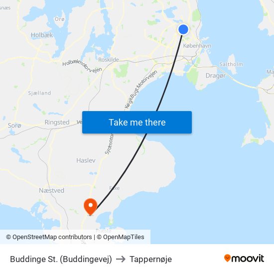 Buddinge St. (Buddingevej) to Tappernøje map