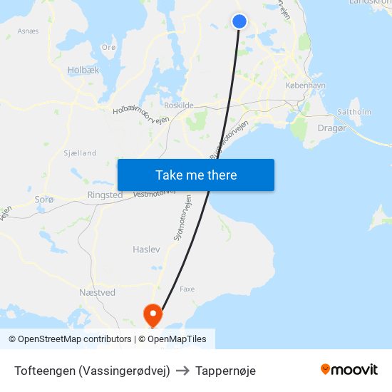 Tofteengen (Vassingerødvej) to Tappernøje map