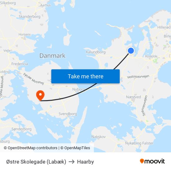 Østre Skolegade (Labæk) to Haarby map