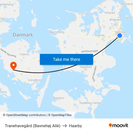 Tranehavegård (Bavnehøj Allè) to Haarby map