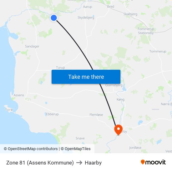 Zone 81 (Assens Kommune) to Haarby map