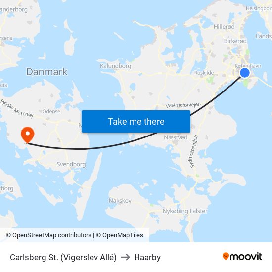 Carlsberg St. (Vigerslev Allé) to Haarby map