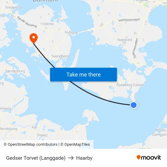 Gedser Torvet (Langgade) to Haarby map