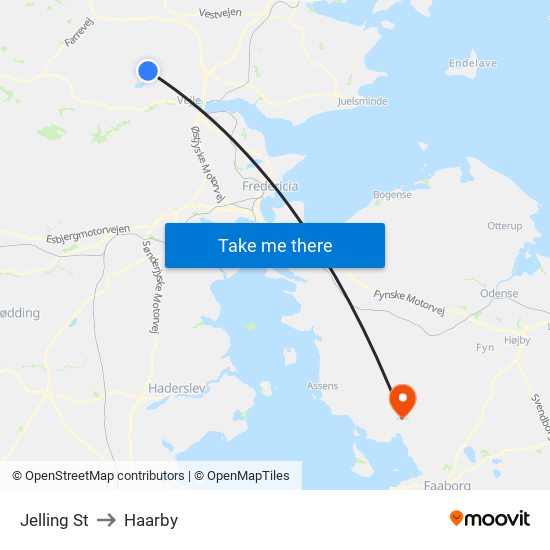 Jelling St to Haarby map