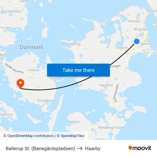 Ballerup St. (Banegårdspladsen) to Haarby map