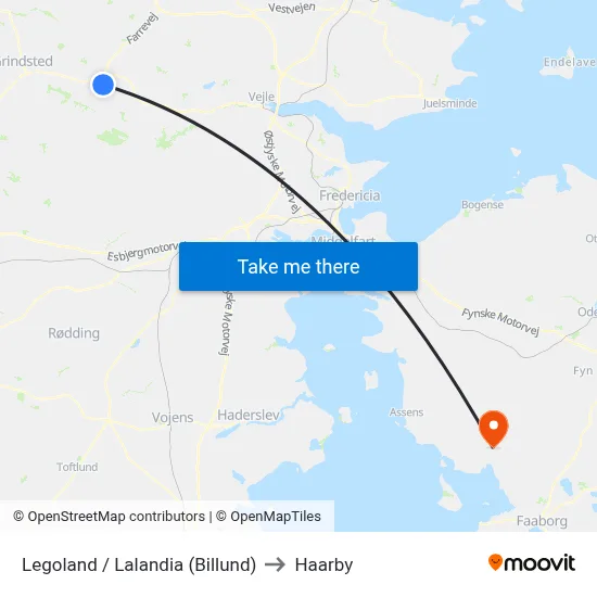 Legoland / Lalandia (Billund) to Haarby map