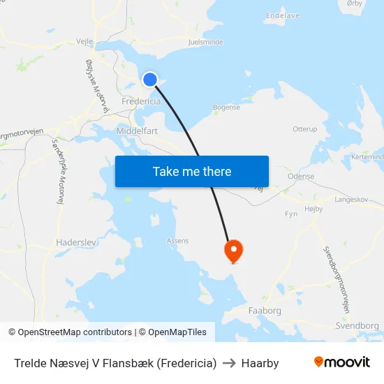 Trelde Næsvej V Flansbæk (Fredericia) to Haarby map