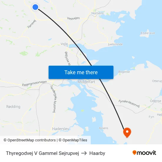 Thyregodvej V Gammel Sejrupvej to Haarby map