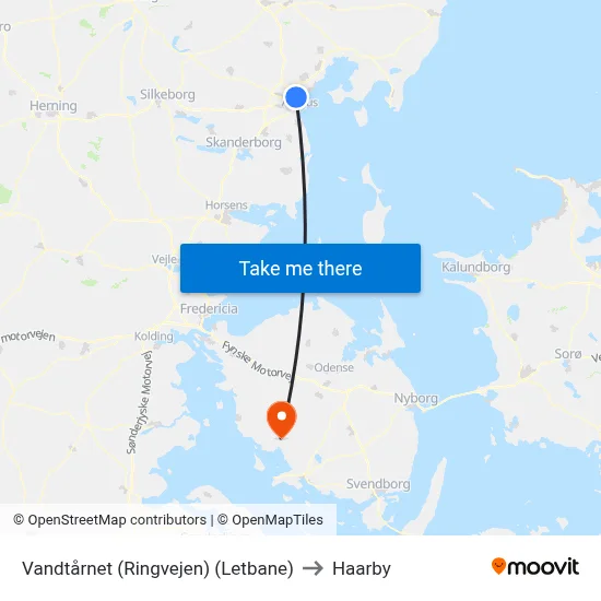 Vandtårnet (Ringvejen) (Letbane) to Haarby map
