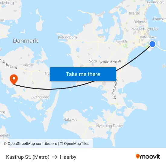 Kastrup St. (Metro) to Haarby map