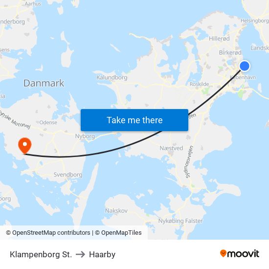 Klampenborg St. to Haarby map