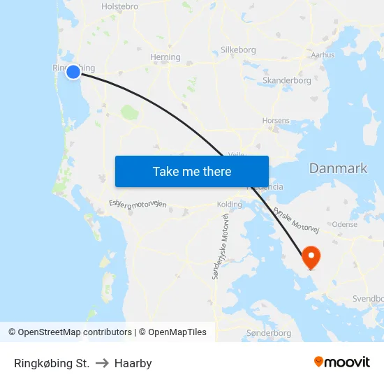Ringkøbing St. to Haarby map