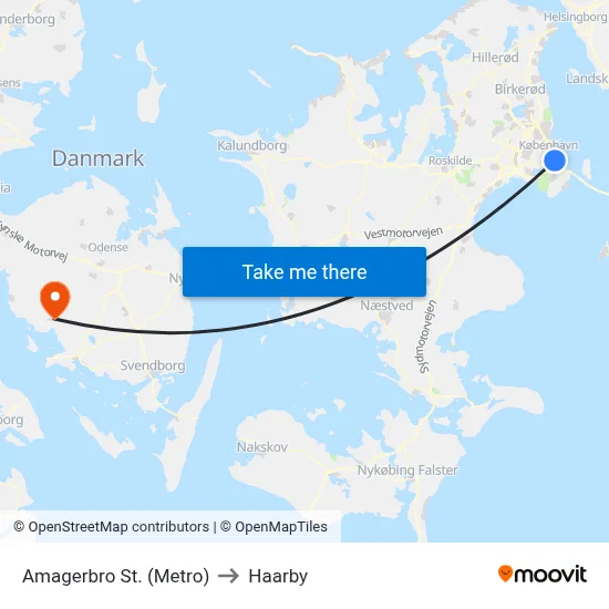 Amagerbro St. (Metro) to Haarby map