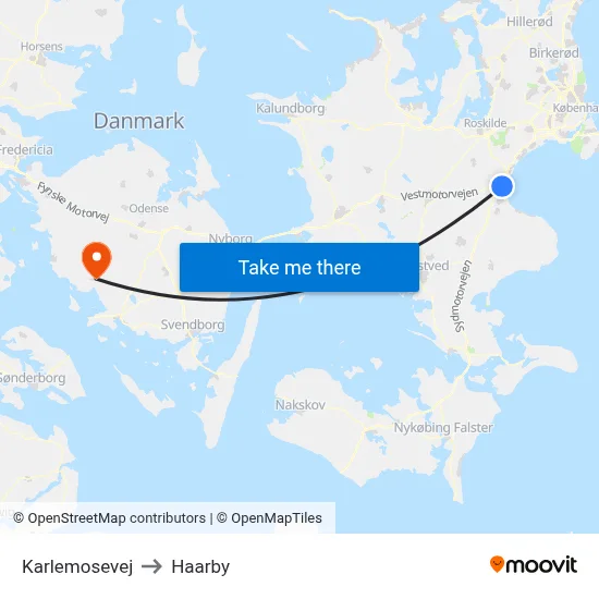 Karlemosevej to Haarby map