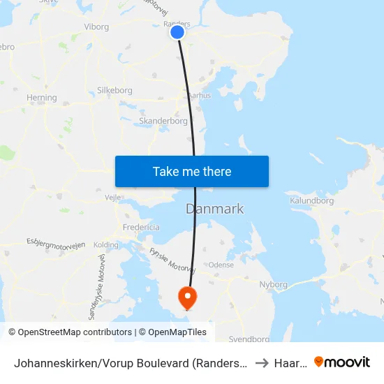 Johanneskirken/Vorup Boulevard (Randers Kom) to Haarby map