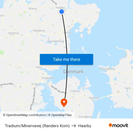 Tradium/Minervavej (Randers Kom) to Haarby map