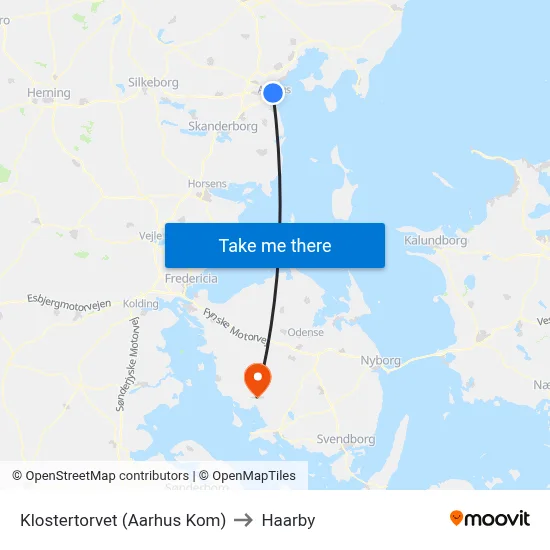 Klostertorvet (Aarhus Kom) to Haarby map