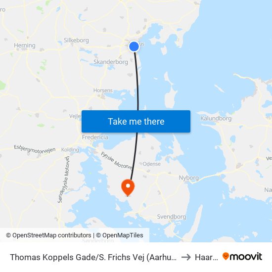 Thomas Koppels Gade/S. Frichs Vej (Aarhus Kom) to Haarby map