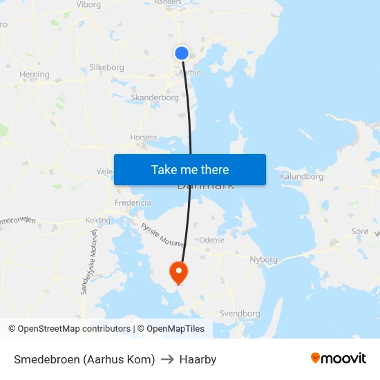 Smedebroen (Aarhus Kom) to Haarby map