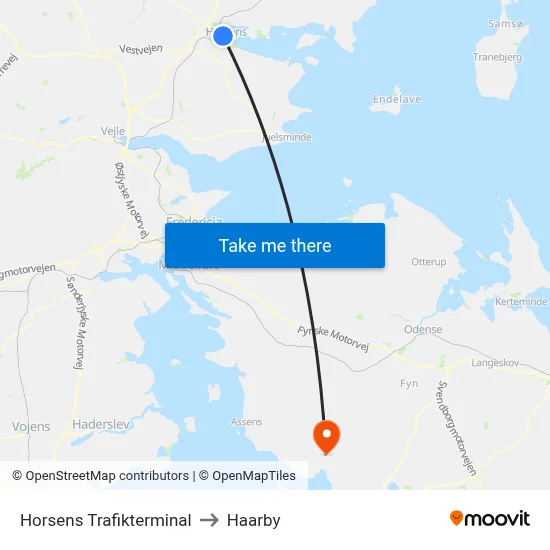 Horsens Trafikterminal to Haarby map