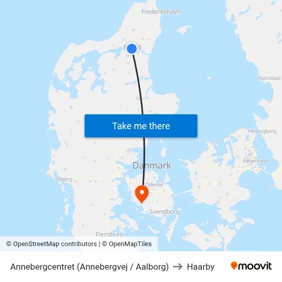 Annebergcentret (Annebergvej / Aalborg) to Haarby map